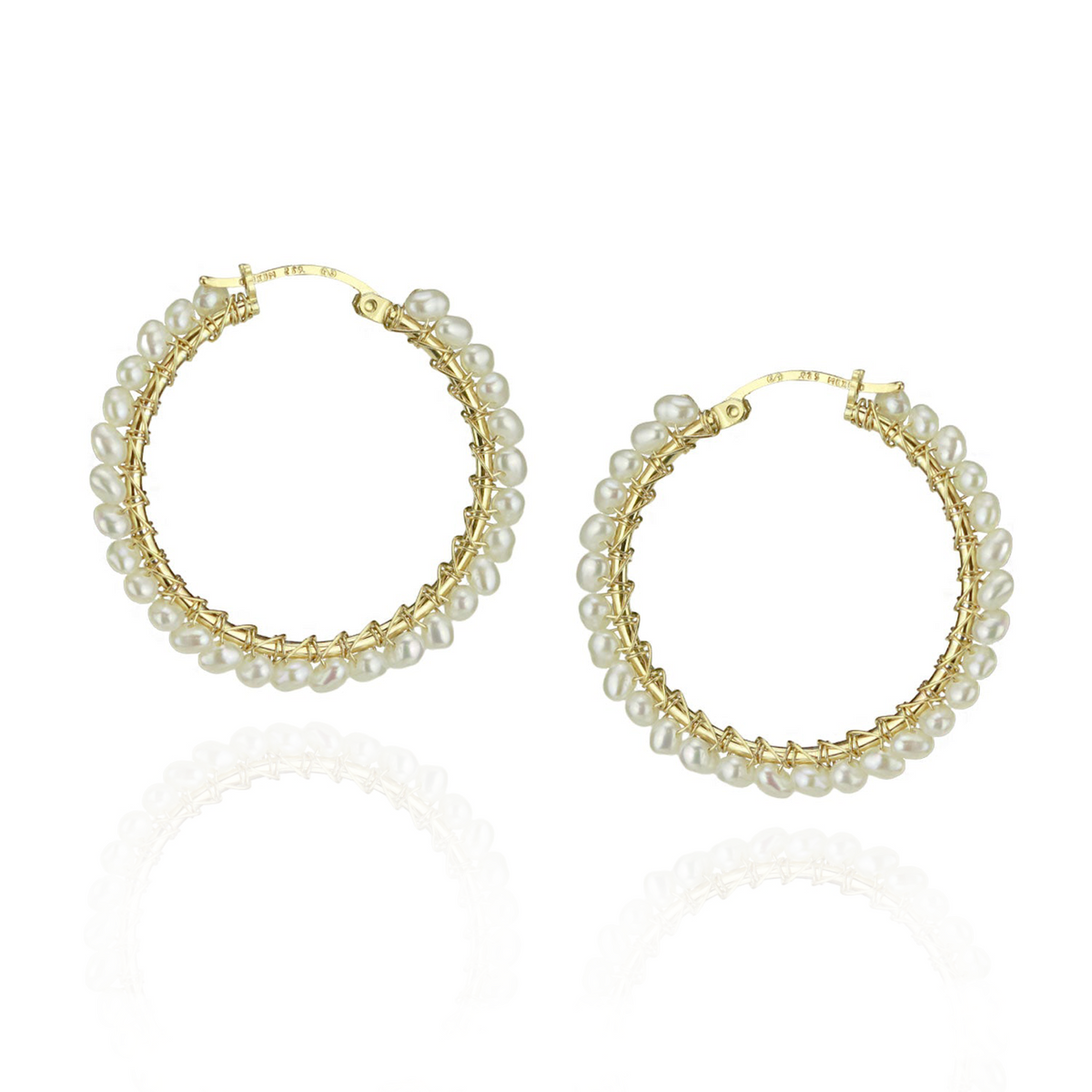 Large Hinged Pearl Hoops