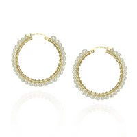 Large Hinged Pearl Hoops