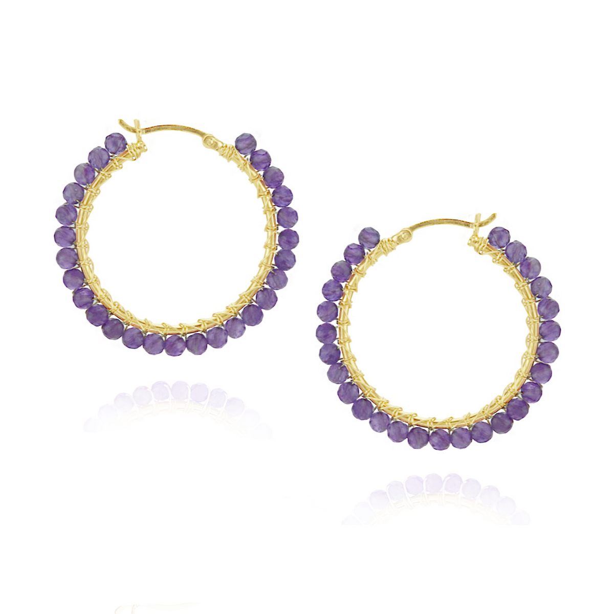 Large Hinged Faceted Beads Hoops