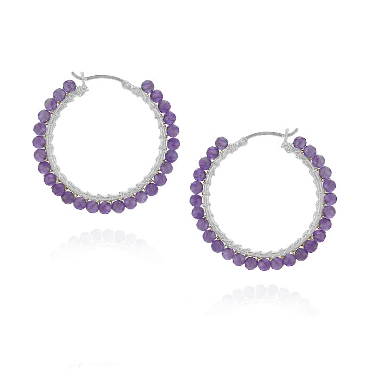 Large Hinged Faceted Beads Hoops
