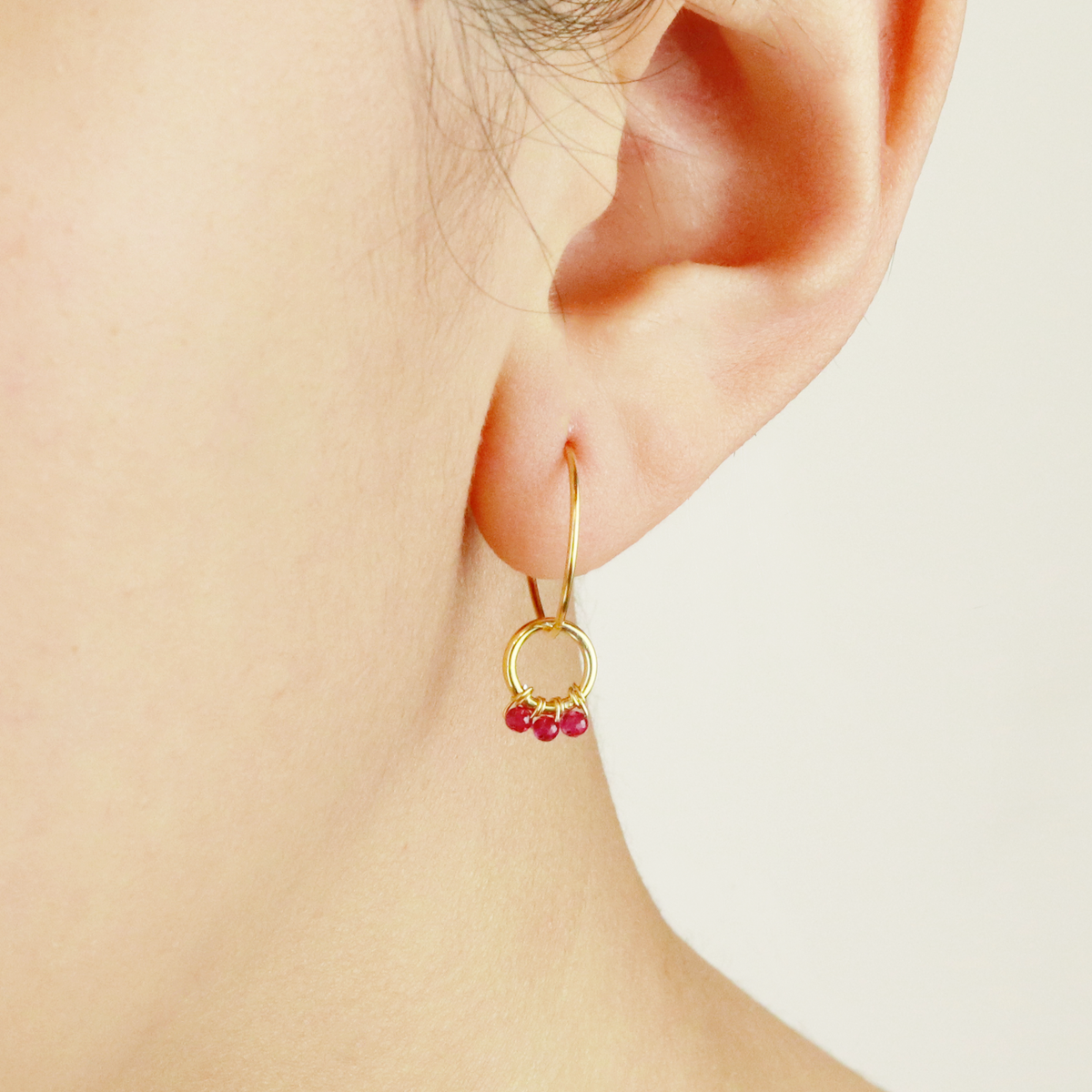 Small Double Hoop Gem Earrings