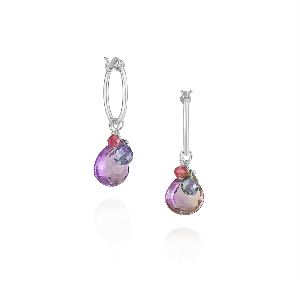 Gem Cluster Hoop Earrings