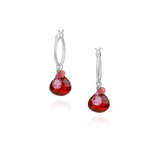 Gem Cluster Hoop Earrings