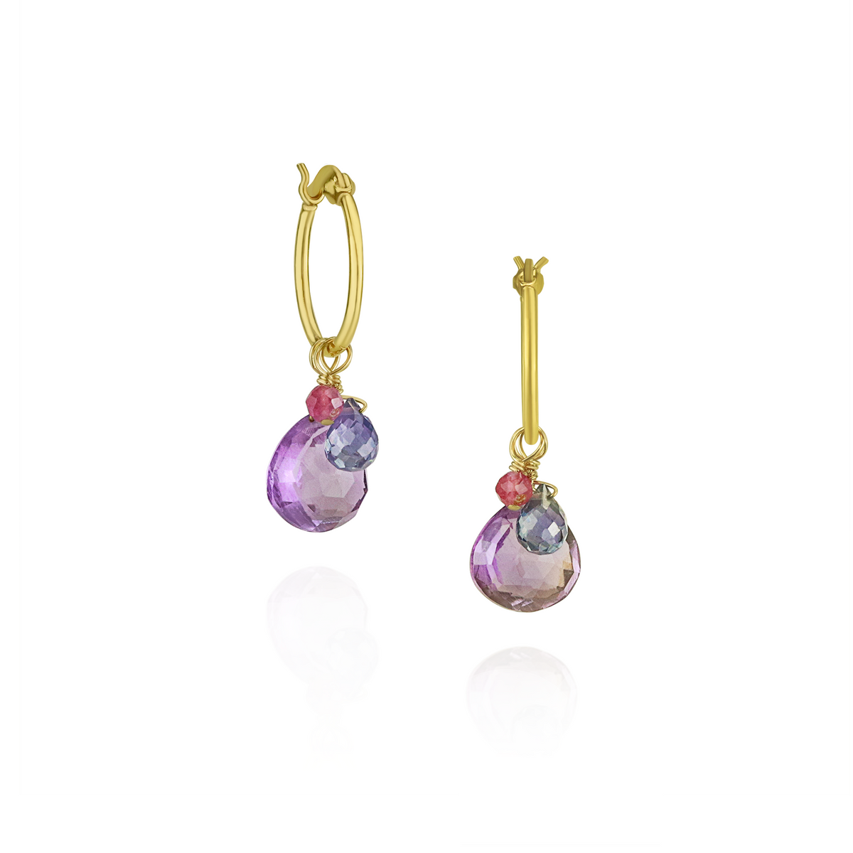Gem Cluster Hoop Earrings