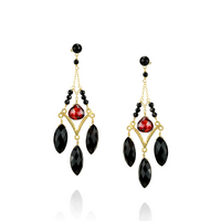 Black Onyx & Garnet Zircon Chandelier Earrings
