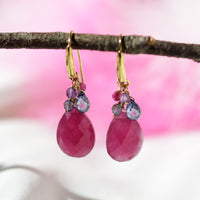 Pear Cut Gemstone Cluster Earrings