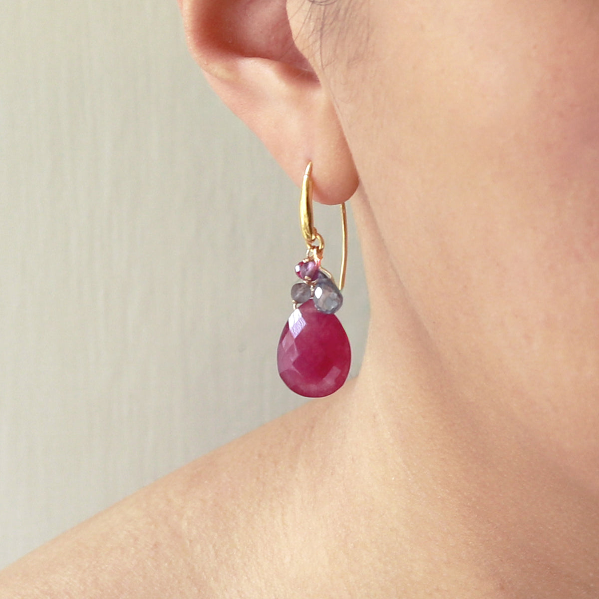 Pear Cut Gemstone Cluster Earrings