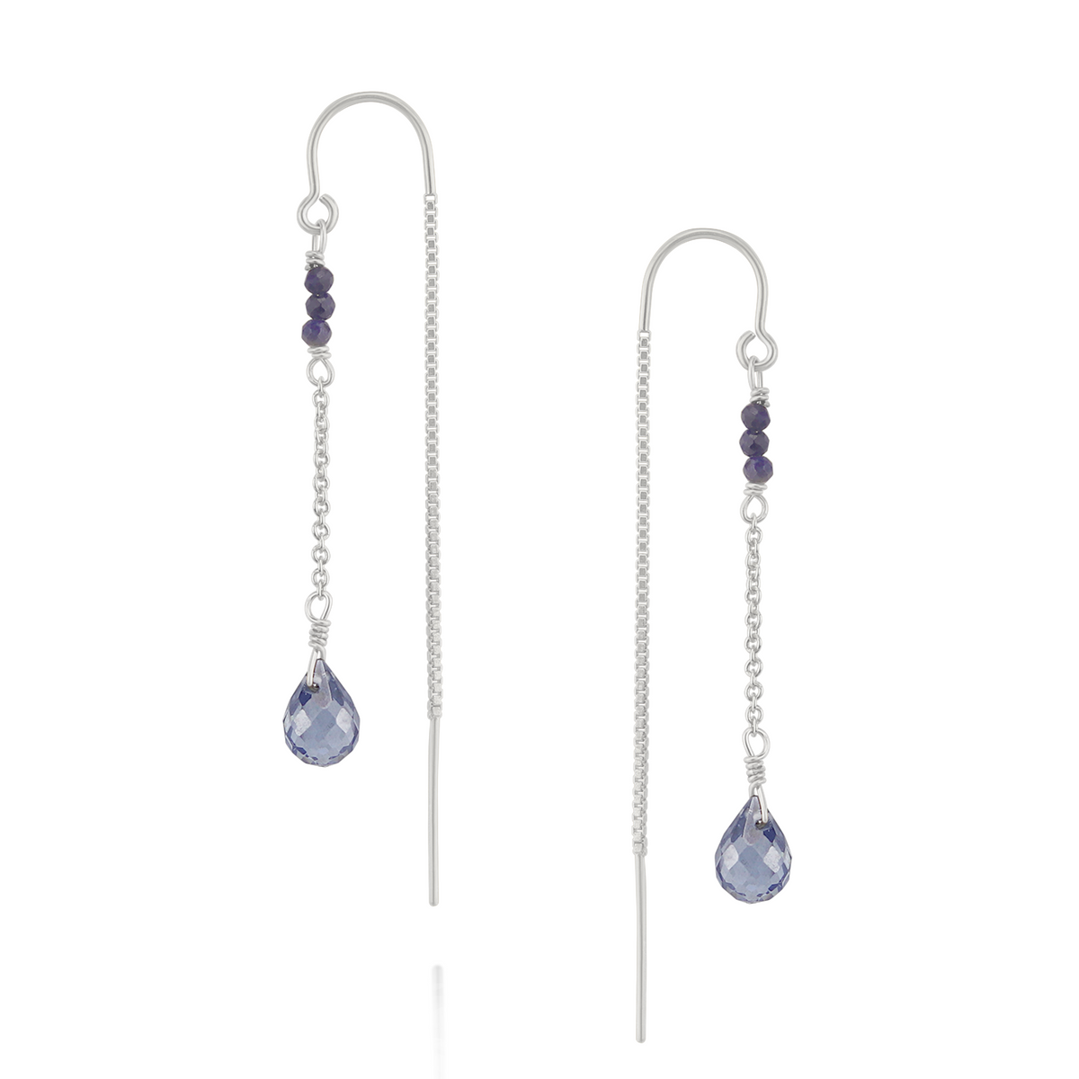 Beaded Briolette Threader Earrings