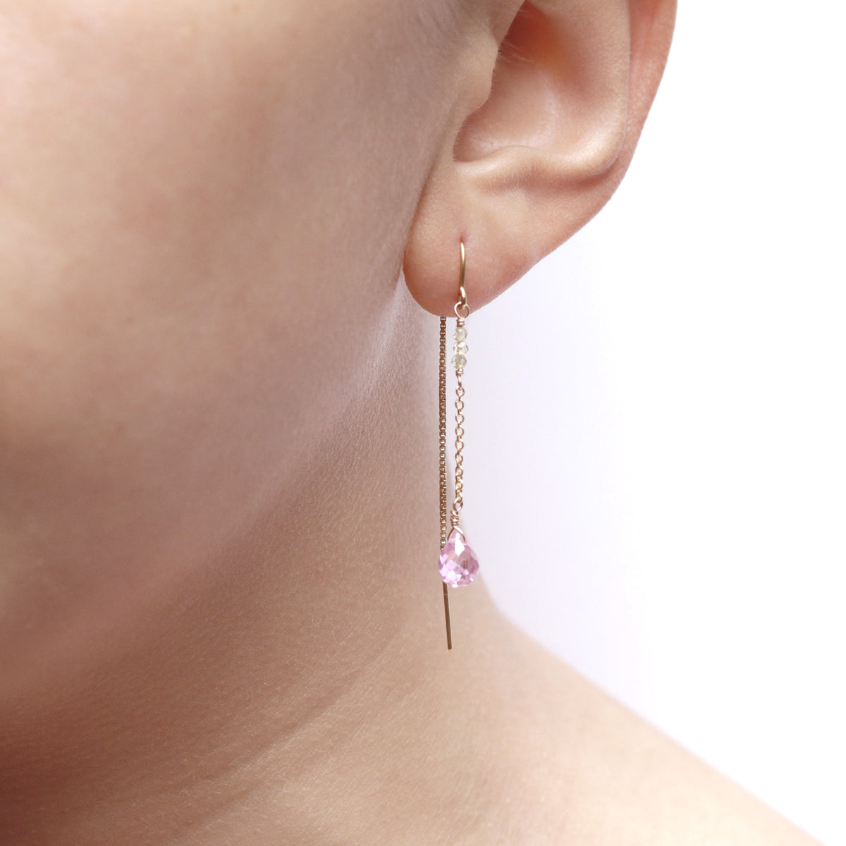 Beaded Briolette Threader Earrings