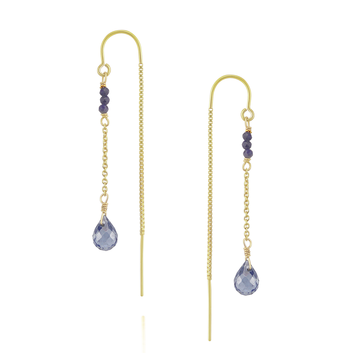 Beaded Briolette Threader Earrings