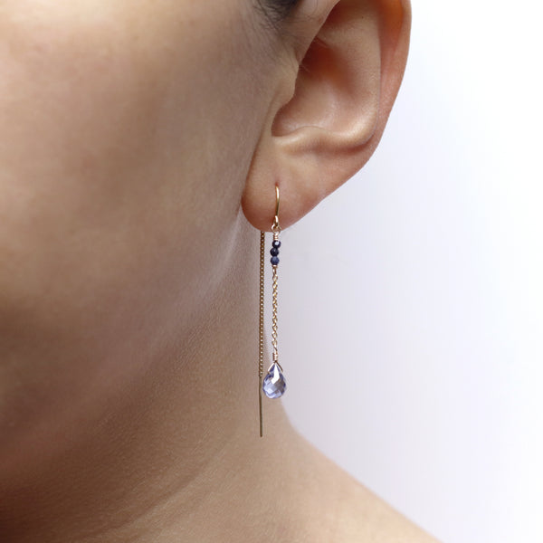 Beaded Briolette Threader Earrings