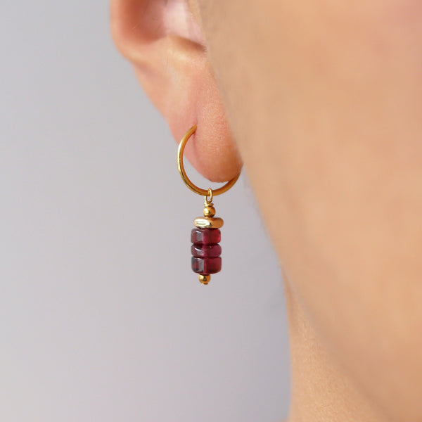 Plated Hematite & Heishi Bead Hoops