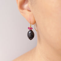 Black Onyx Marquise & Ruby Earrings