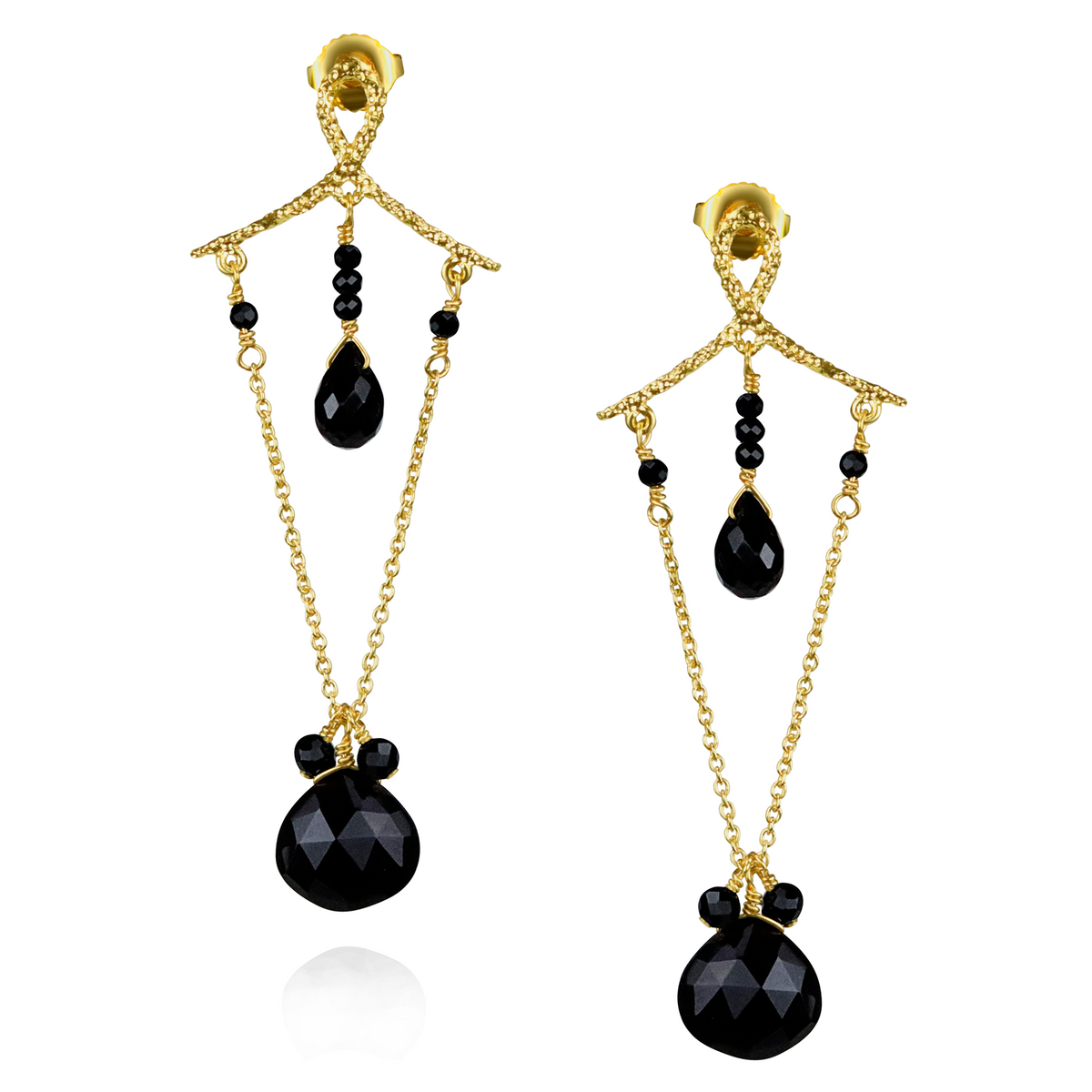 Black Onyx Chandelier Loop Earrings