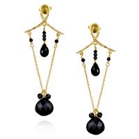 Black Onyx Chandelier Loop Earrings