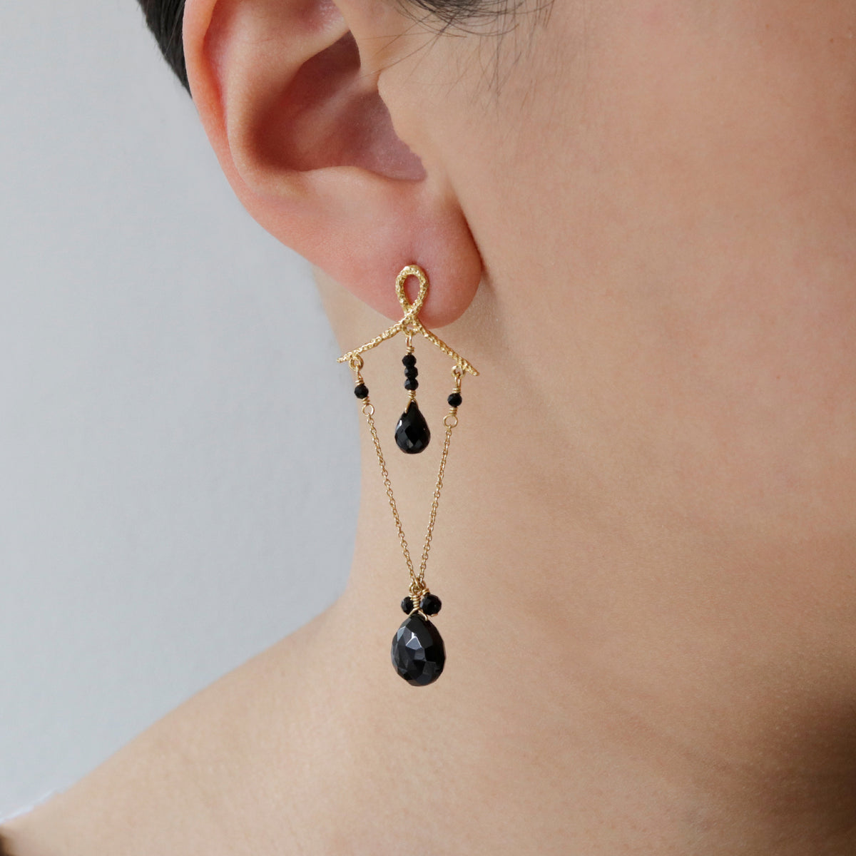 Black Onyx Chandelier Loop Earrings