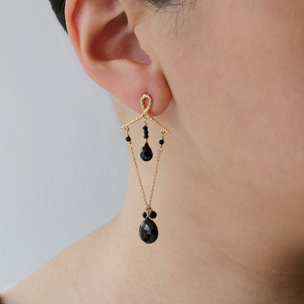 Black Onyx Chandelier Loop Earrings