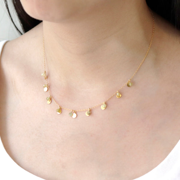 Shimmery Discs & Faceted Beads Necklace
