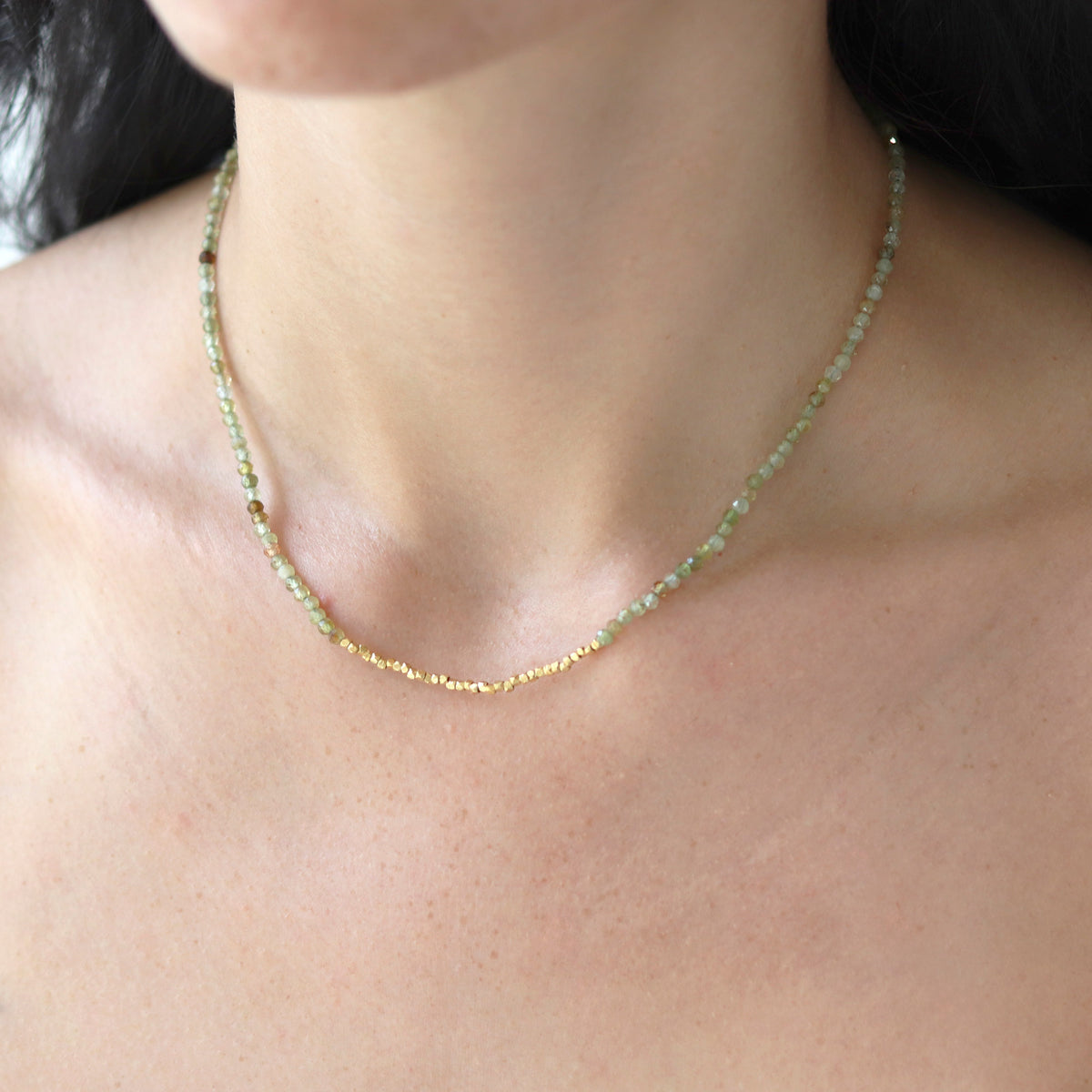 Beaded & Faceted Nugget Necklace