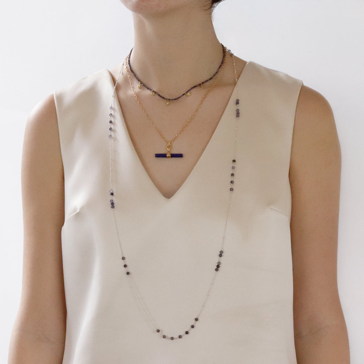 Large Gemstone T-Bar Pendant