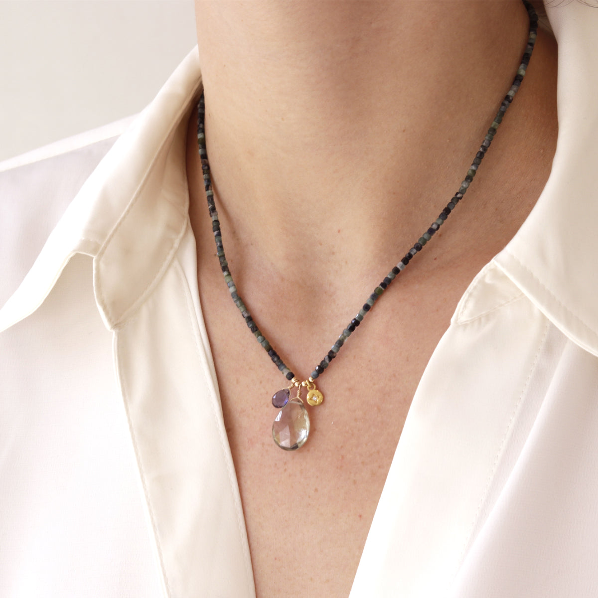 Blue Tourmaline Cluster Necklace