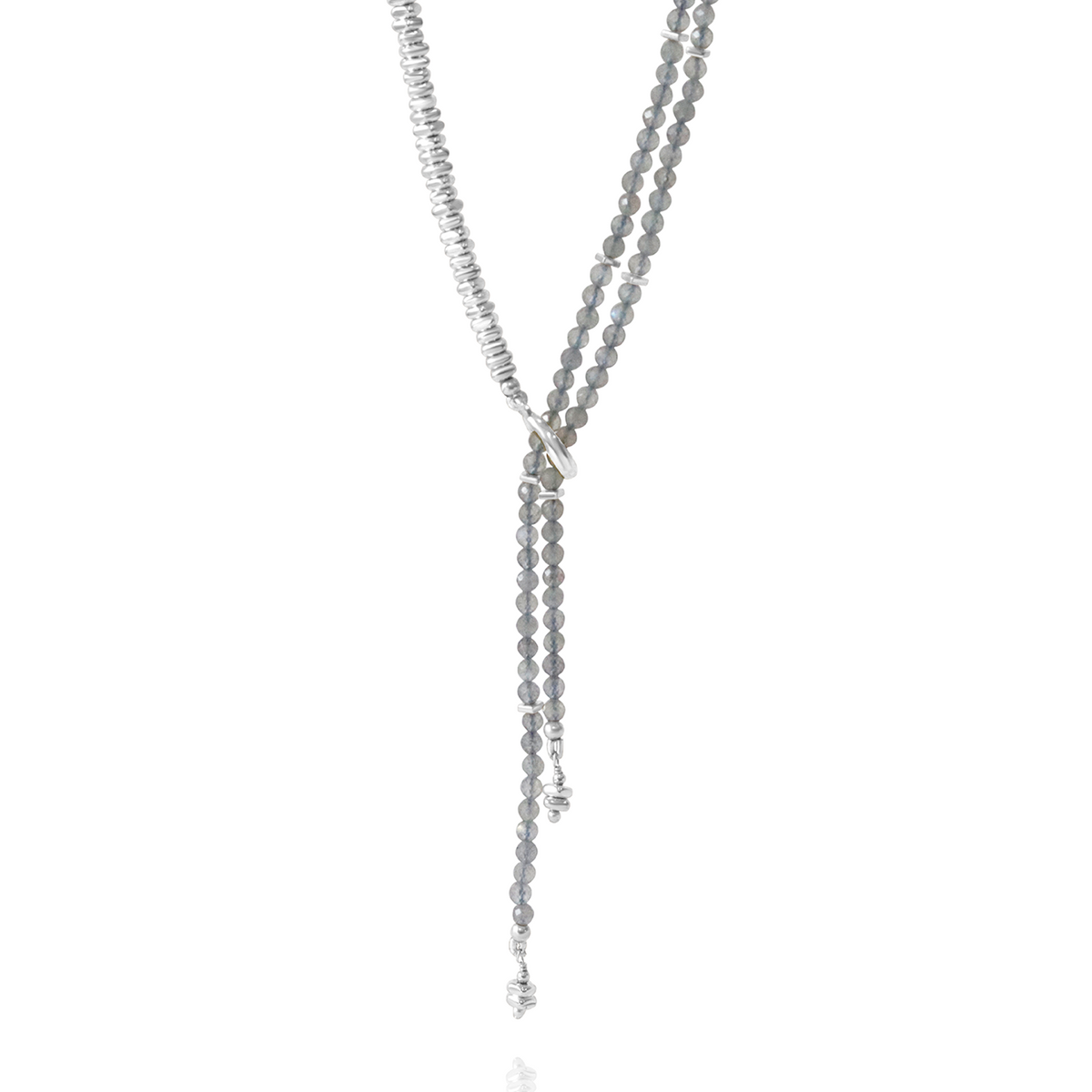 Plated Hematite & Beaded Y Necklace