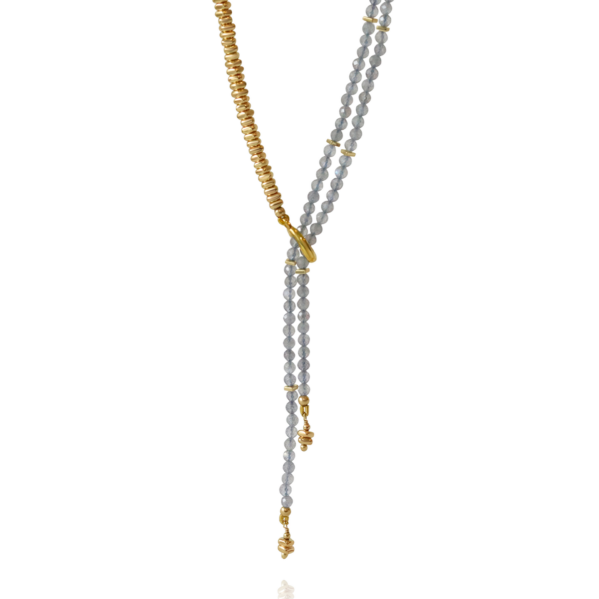 Plated Hematite & Beaded Y Necklace