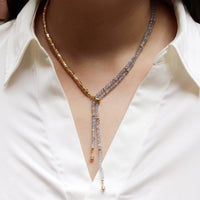 Plated Hematite & Beaded Y Necklace