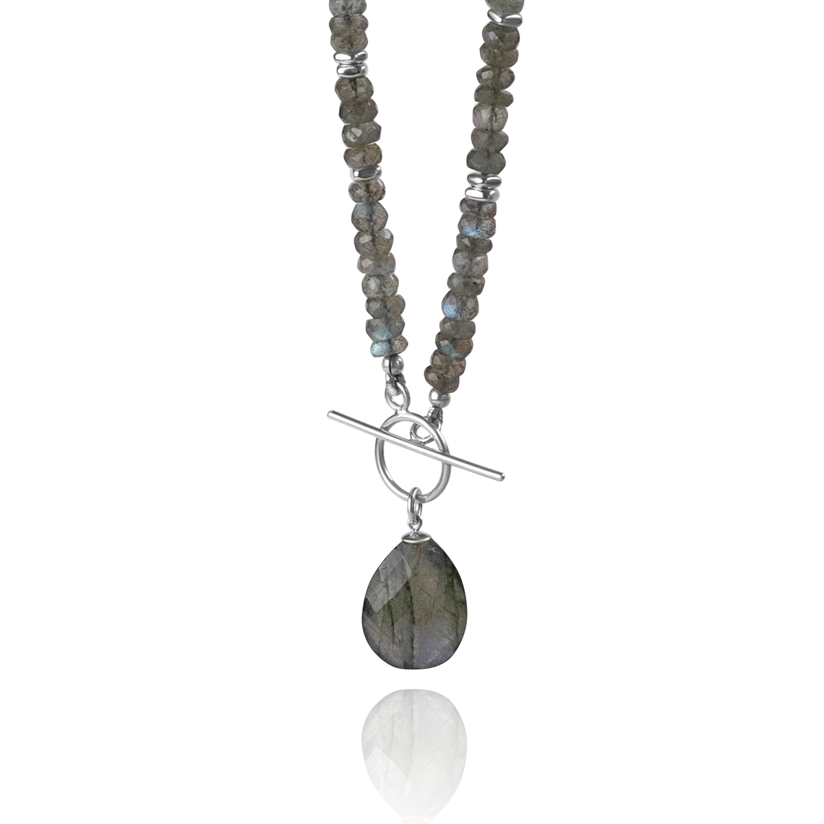 Labradorite Heishi & Plated Hematite Toggle Pendant