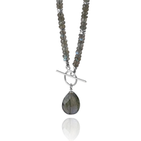 Labradorite Heishi & Plated Hematite Toggle Pendant