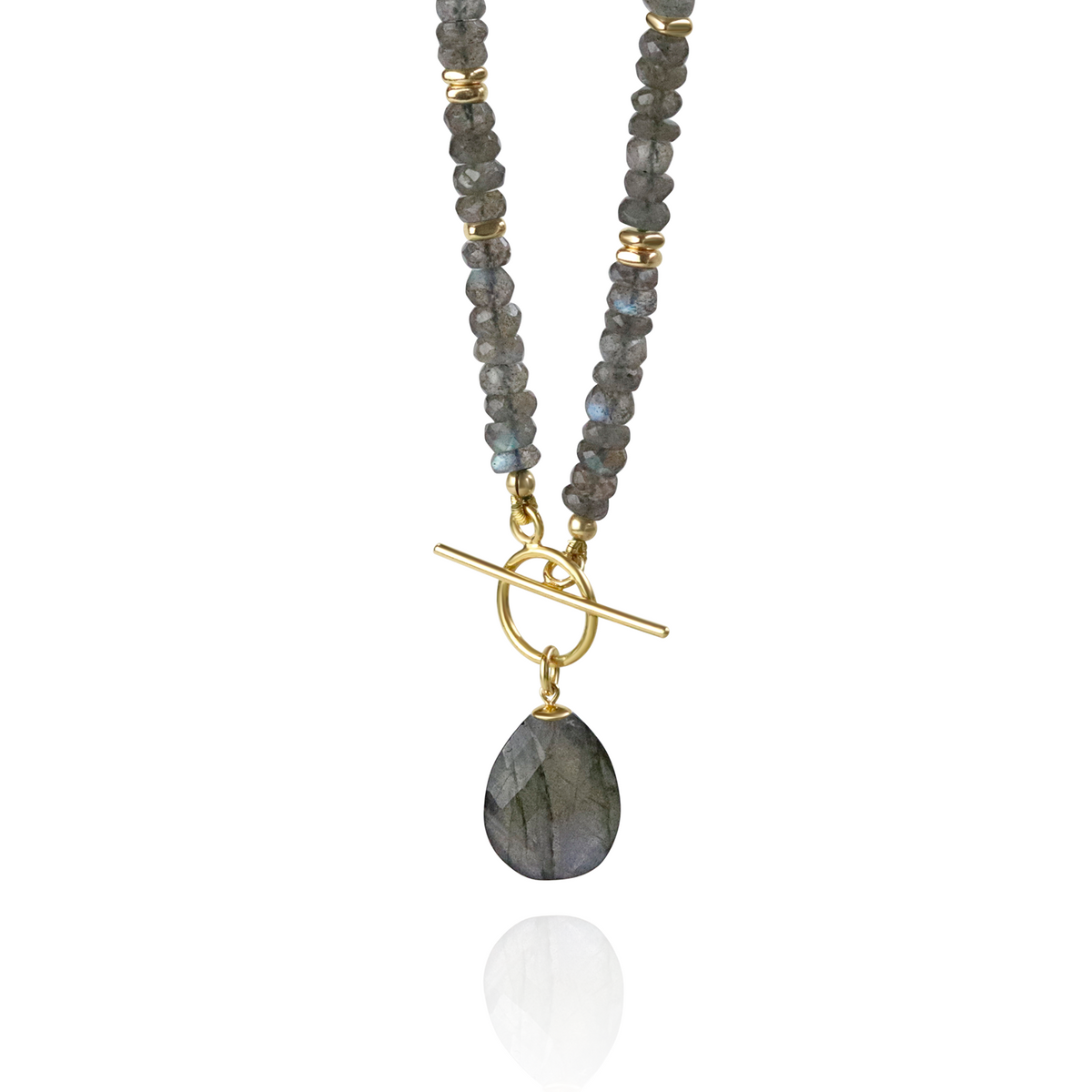 Labradorite Heishi & Plated Hematite Toggle Pendant