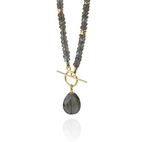 Labradorite Heishi & Plated Hematite Toggle Pendant