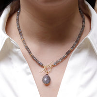 Labradorite Heishi & Plated Hematite Toggle Pendant