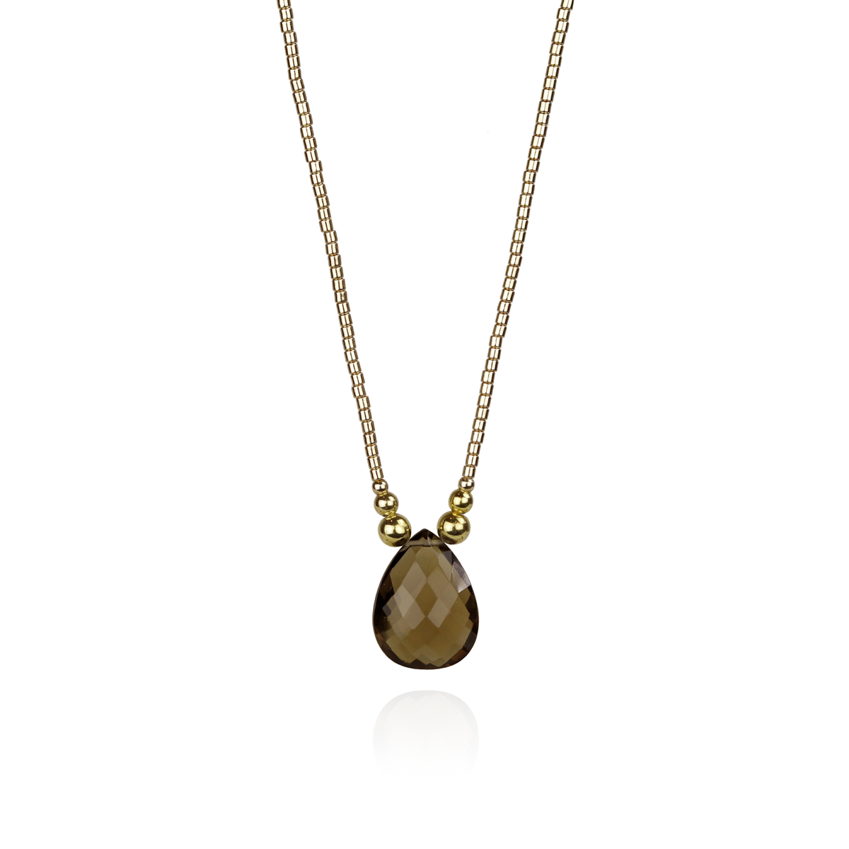 Plated Hematite & Pear Cut Gemstone Pendant