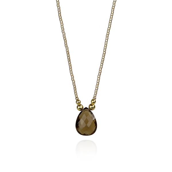 Plated Hematite & Pear Cut Gemstone Pendant