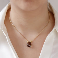 Plated Hematite & Pear Cut Gemstone Pendant