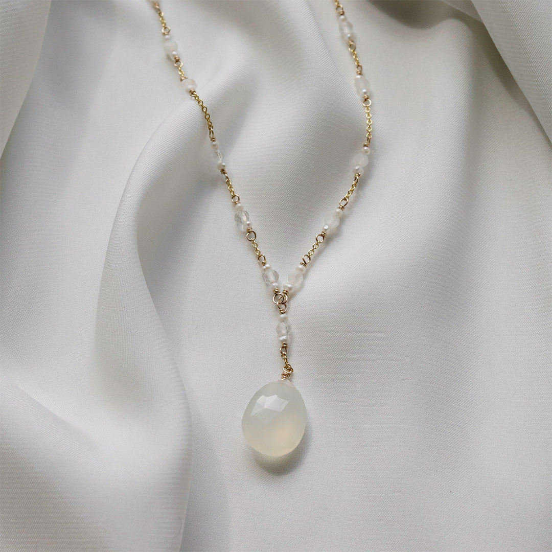 White Chalcedony Y Necklace