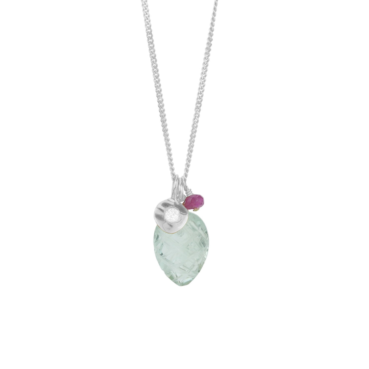 Carved Gemstone Cluster Pendant Necklace