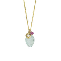 Carved Gemstone Cluster Pendant Necklace