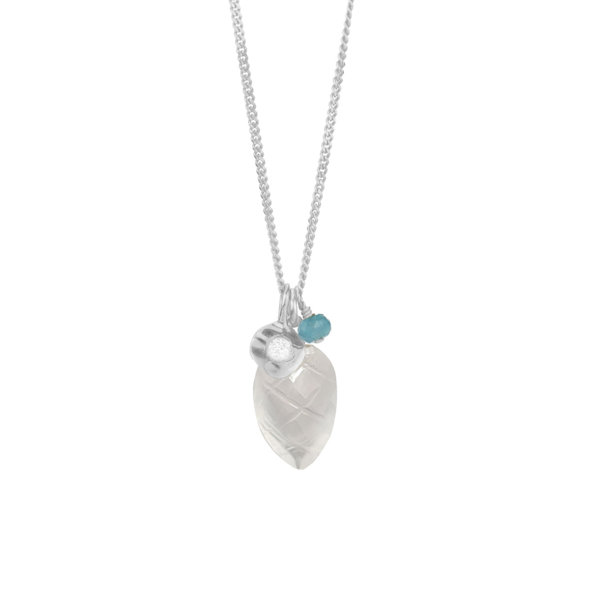 Carved Gemstone Cluster Pendant Necklace