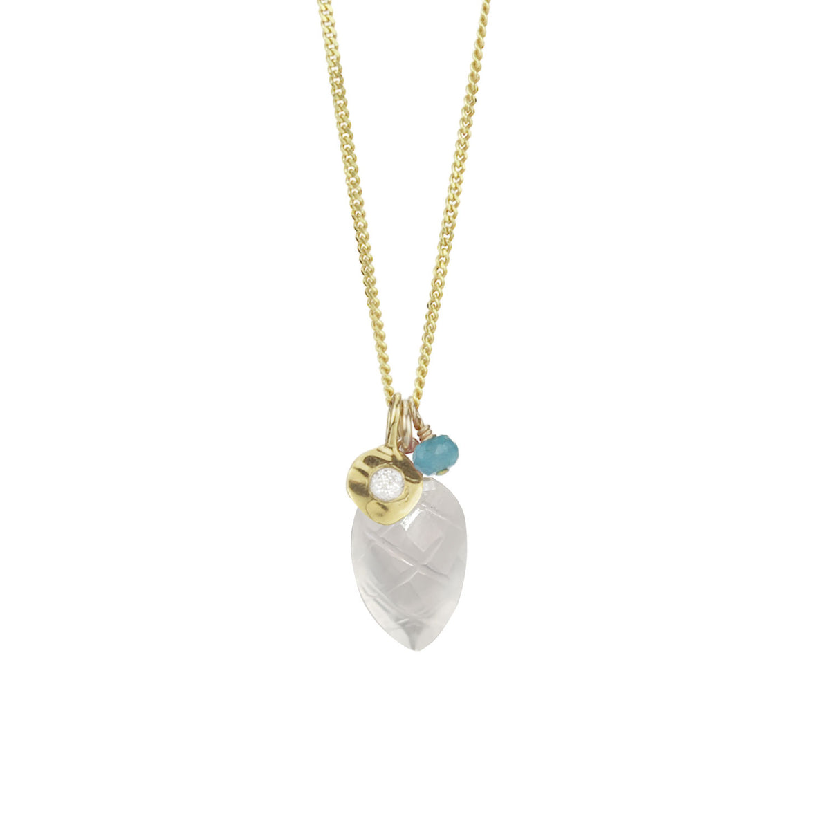 Carved Gemstone Cluster Pendant Necklace
