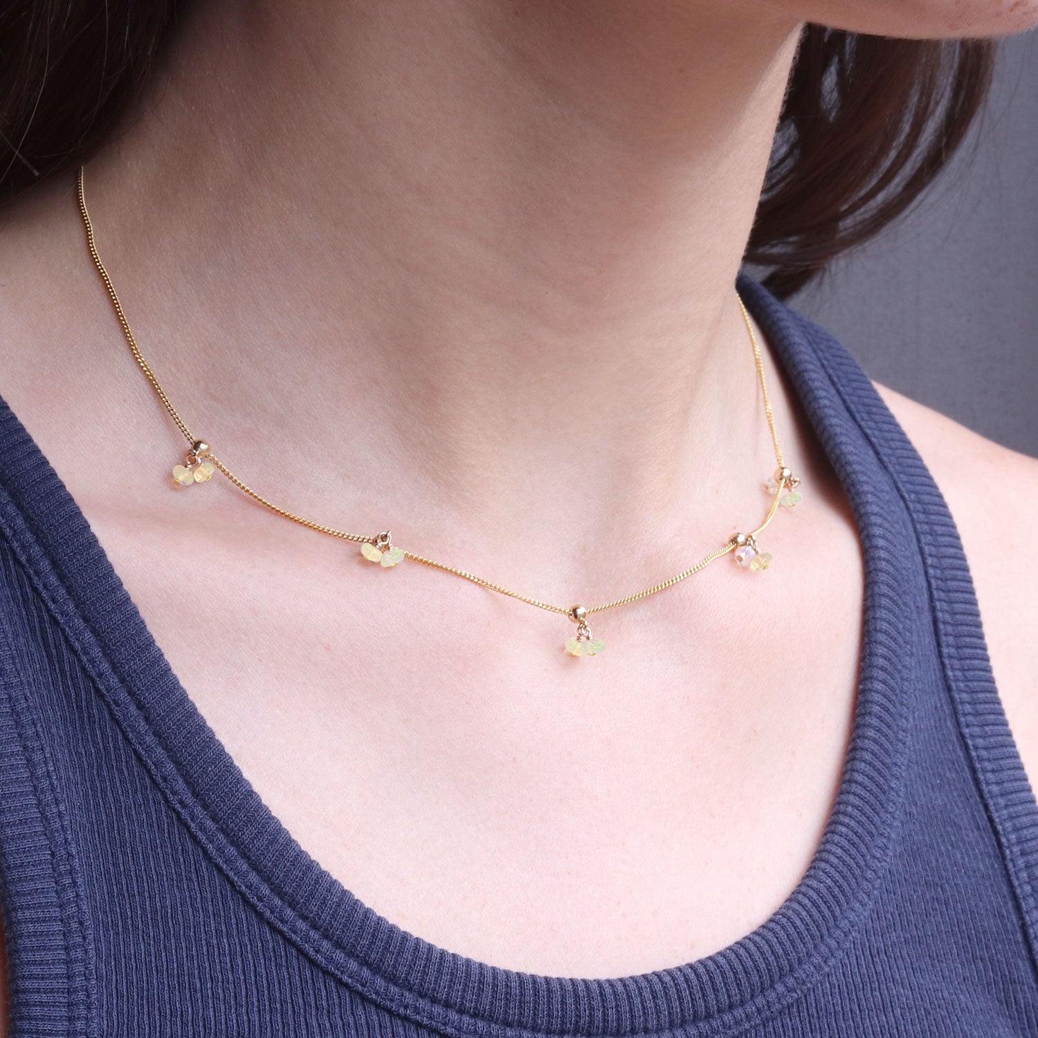 Delicate Adjustable Opal Necklace Mounir Jewellery