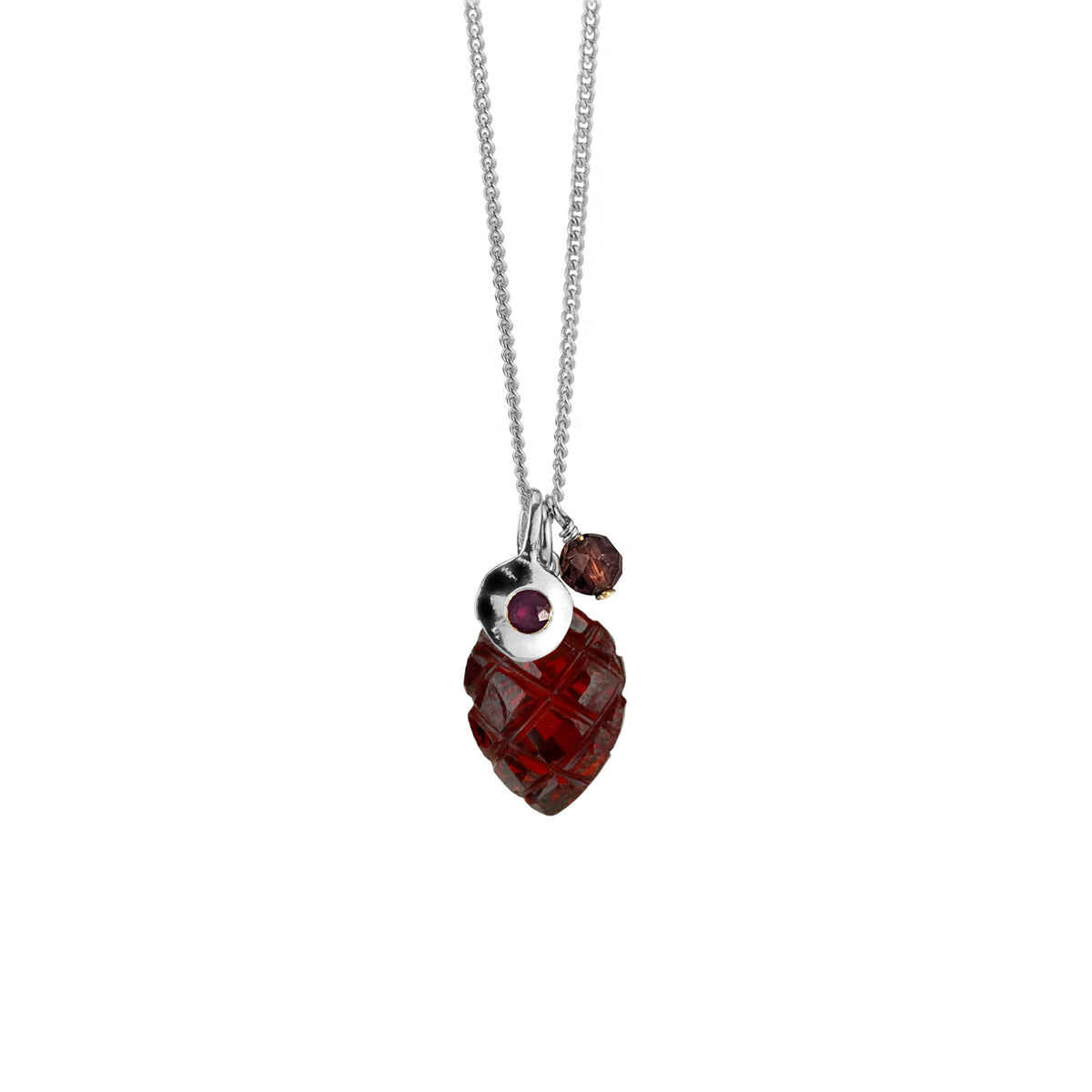 Carved Garnet Zircon Cluster Pendant