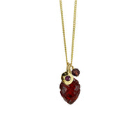 Carved Garnet Zircon Cluster Pendant Necklace
