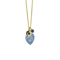 Carved Tanzanite Zircon Cluster Pendant Necklace