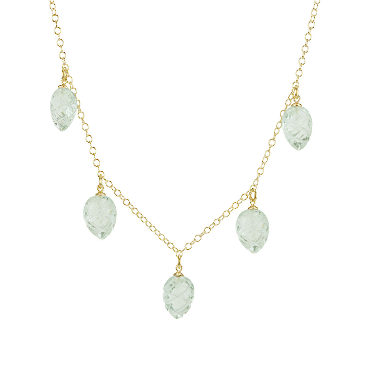 Multi Carved Green Amethyst Necklace