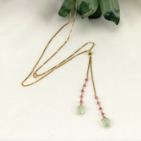 Carved Green Amethyst Lariat Necklace