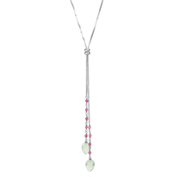 Carved Green Amethyst Lariat Necklace