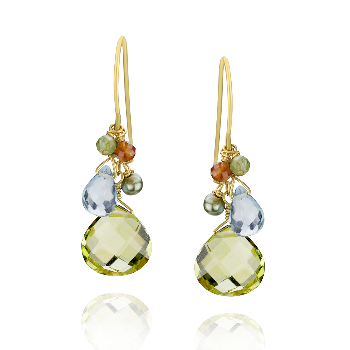 Red Quartz Cluster Earrings