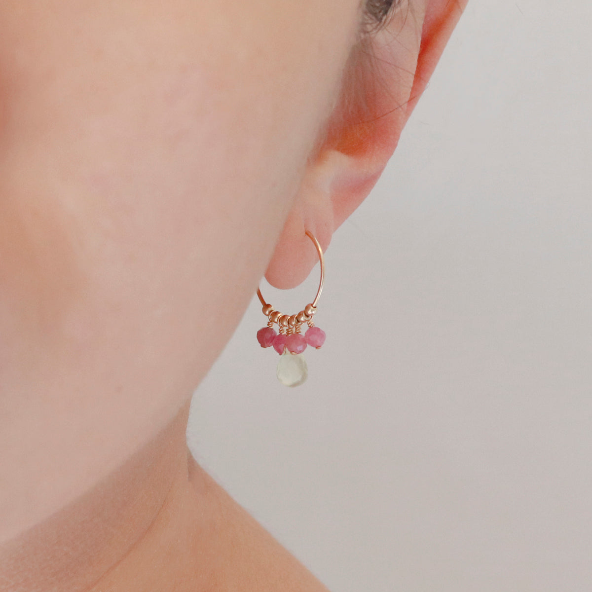 Small Gemstone Drop Hoops